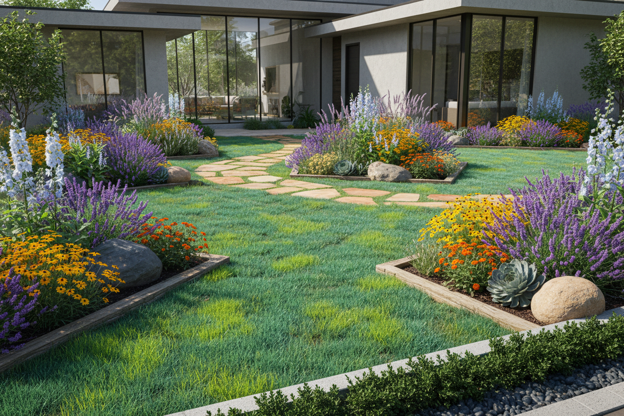 citrus blue grass in a landscaping setting