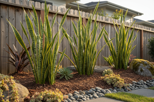 give a image snake plant in landscaping 