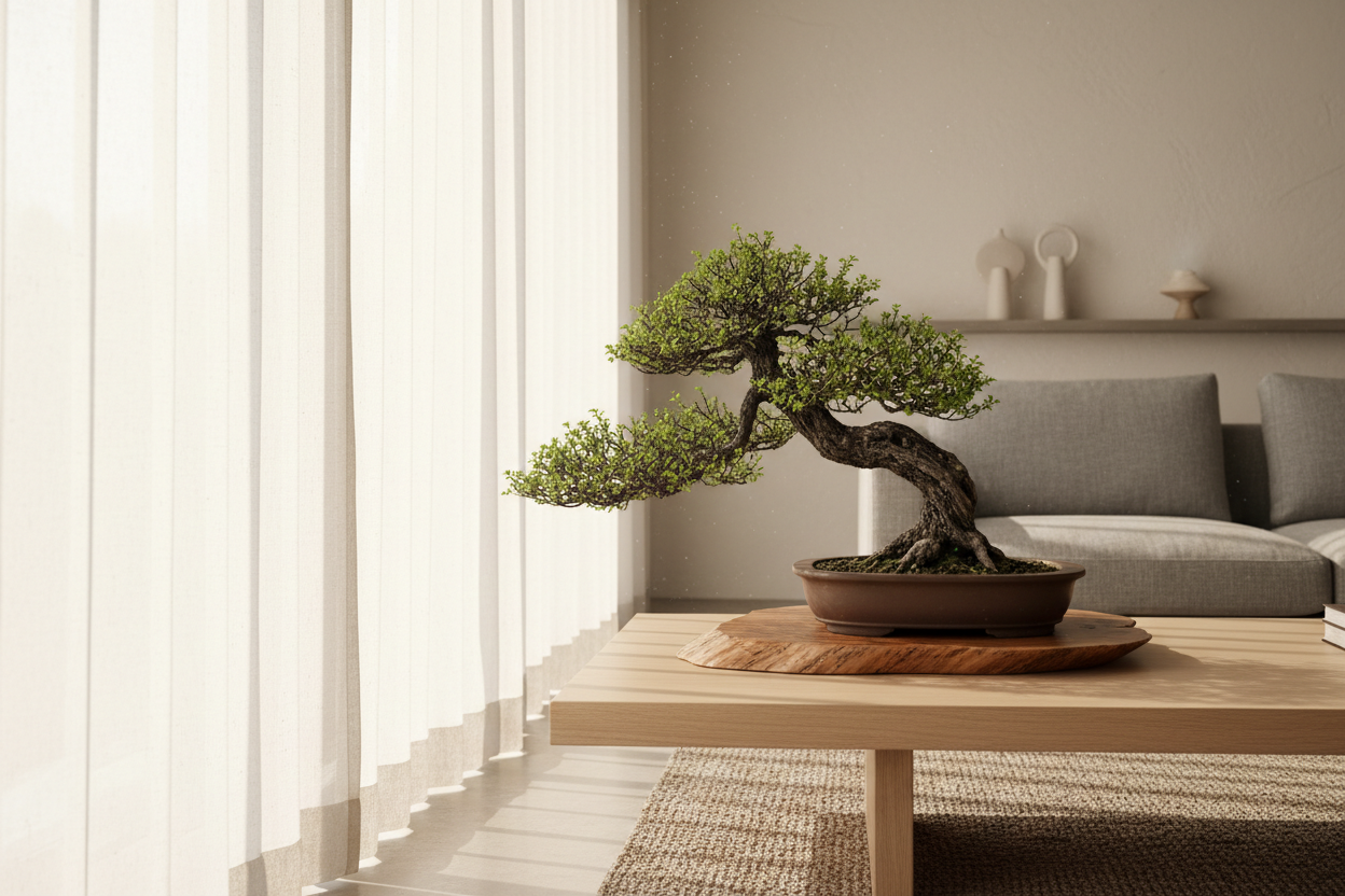 give me a bosai tree inside a home 