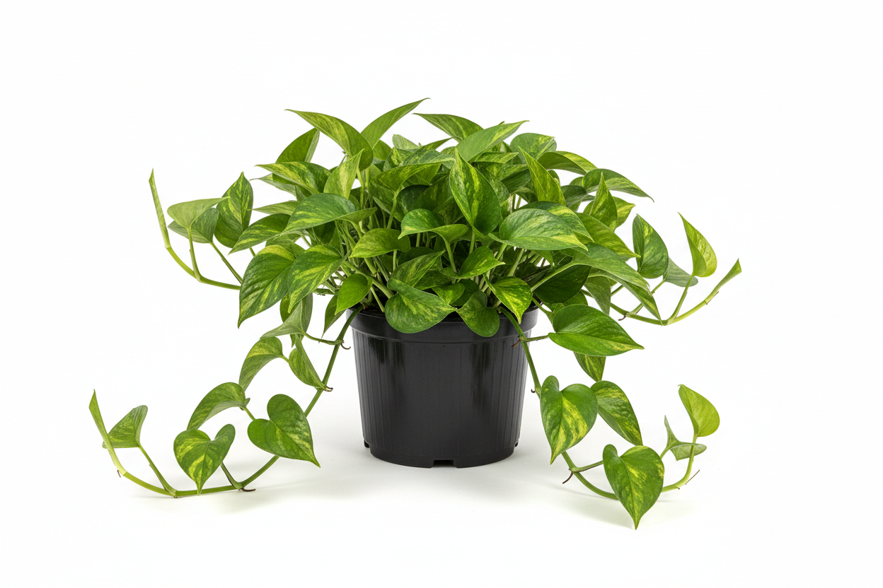 give me a image of a golden pothos in a 1 gallon container  
