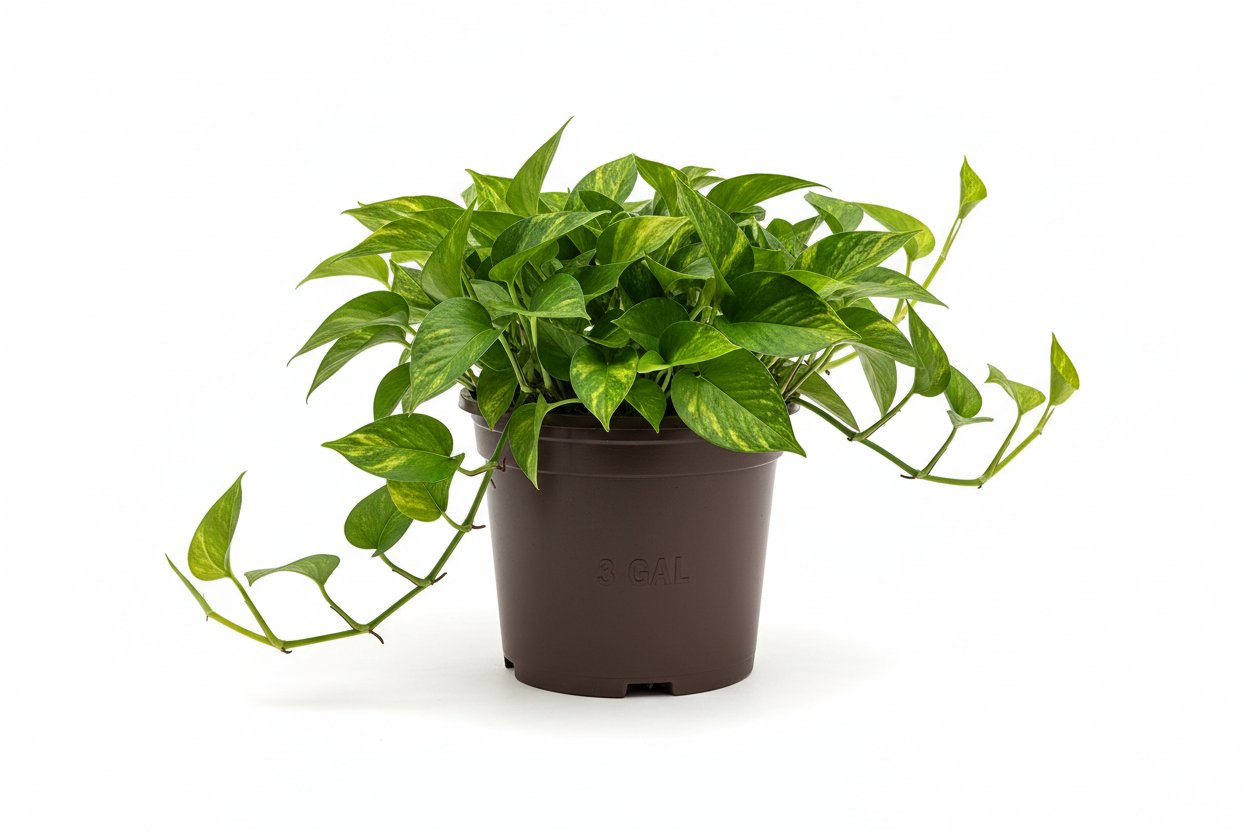 give me an image of a golden pothos in a 3 Gallon Container 