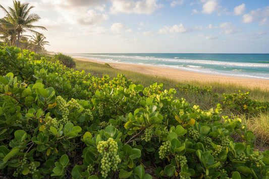 give me an image of seagrapes by the beach 