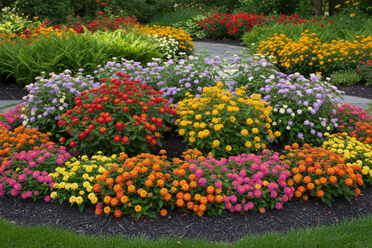 give me lantana varieties colors in a landscaping setting 