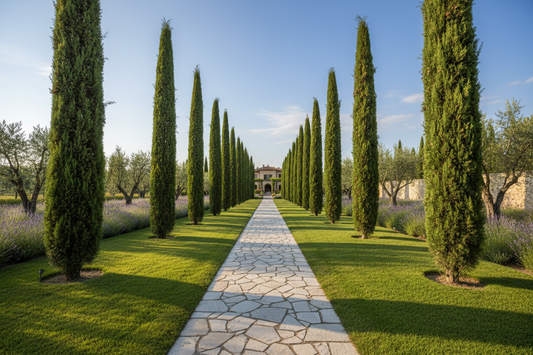 Italian cypresss in a landscaping setting 