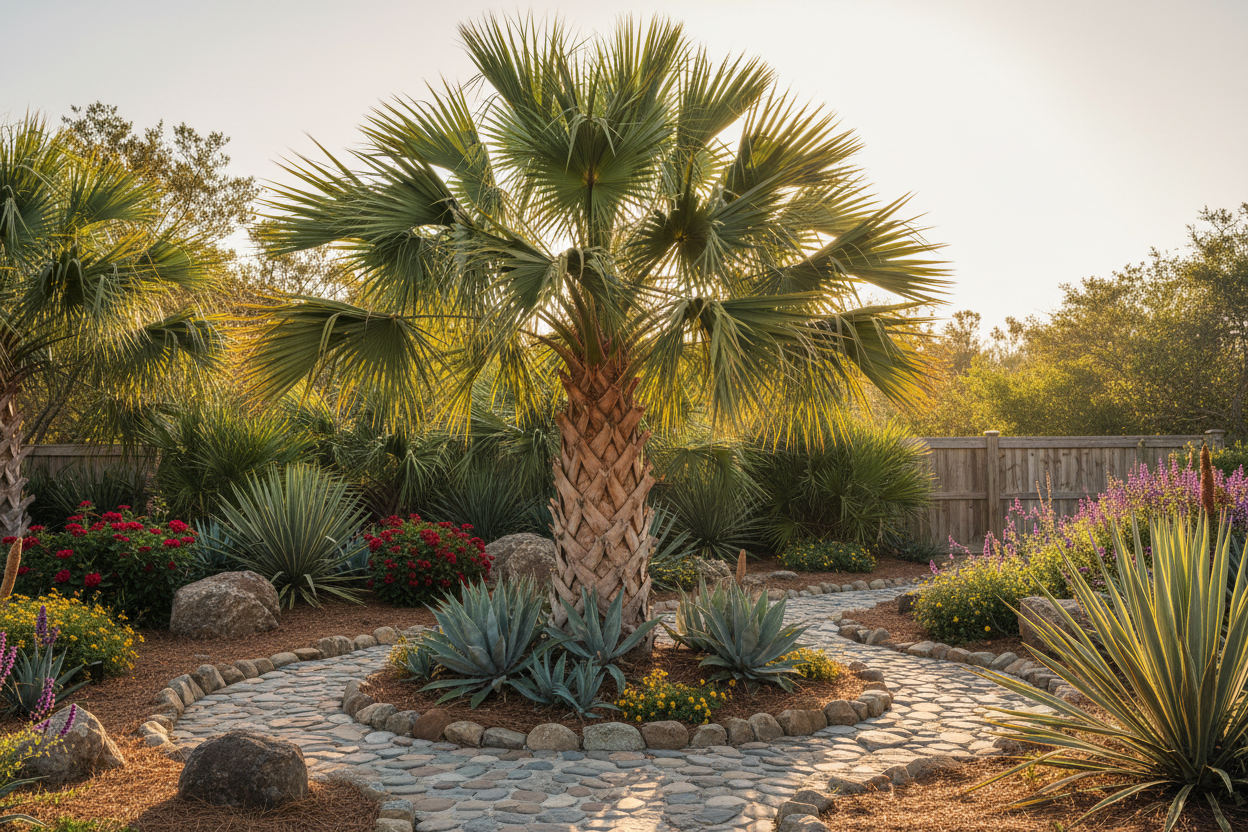 Sabal Palmetto palm in a Landscapign settin g