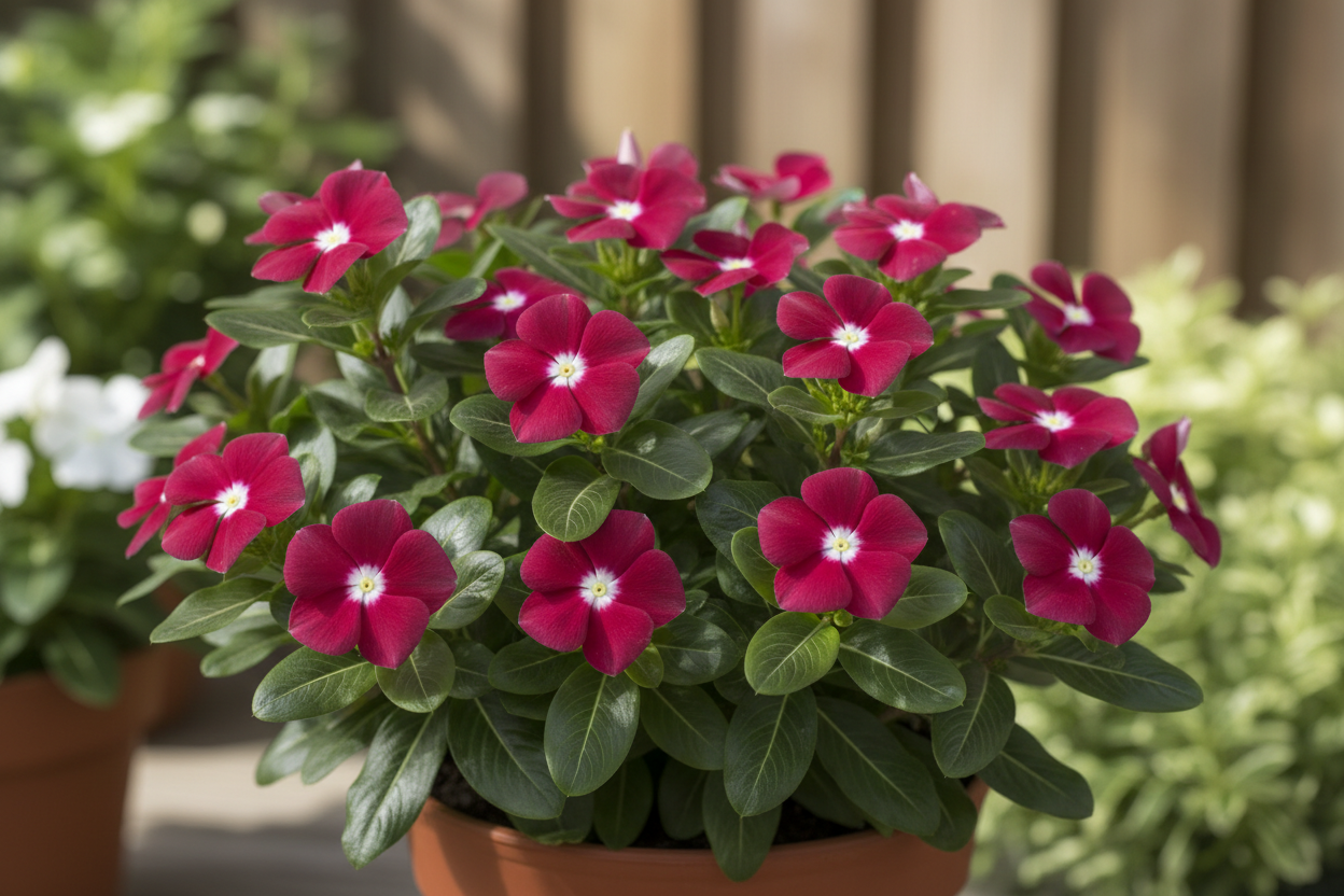 vinca Cora cranberry color 